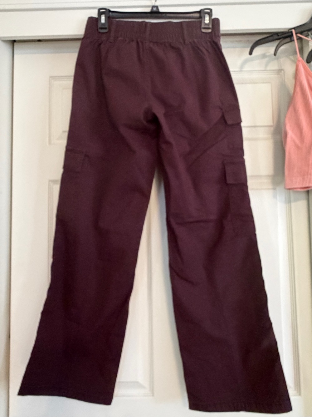 WallFlower Women’s Medium Burgundy Wide Leg Cargo Pants Stretch Utility Y2K - Picture 4 of 10